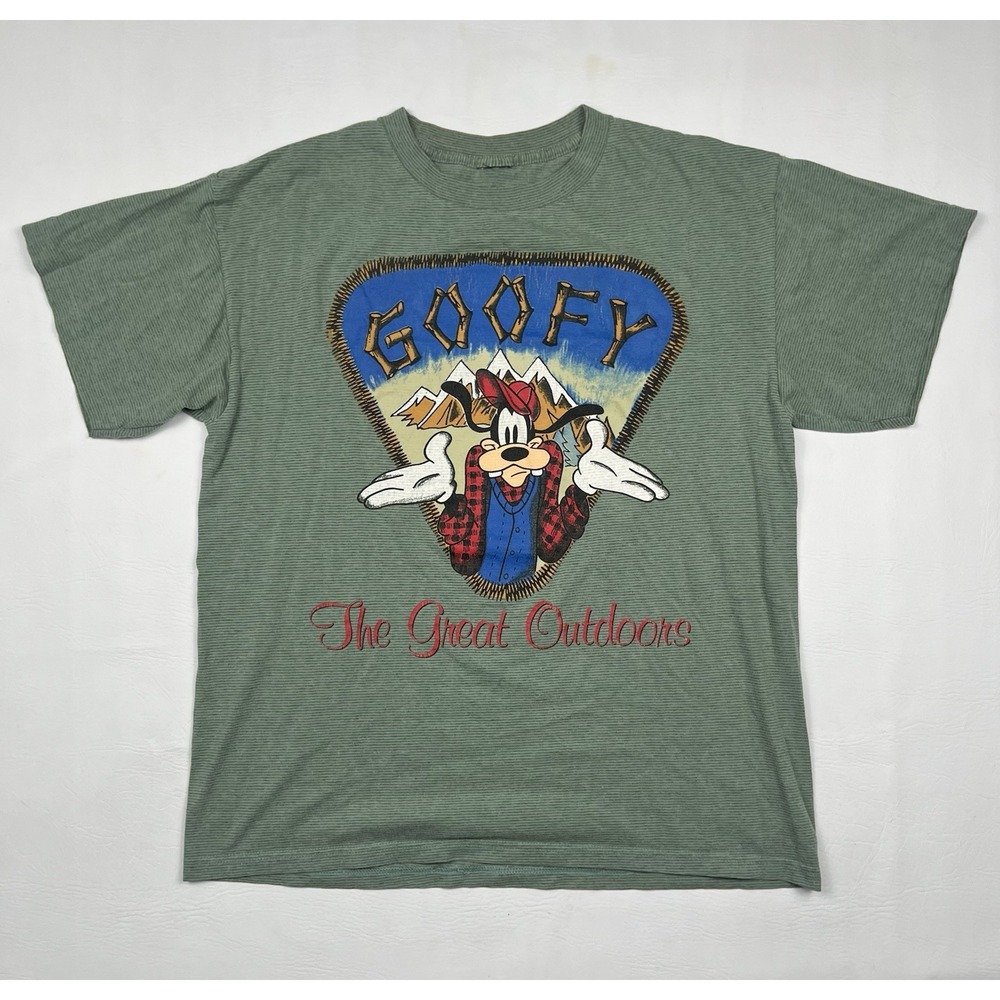 Vintage Disney Goofy The Great Outdoors T Shirt Mens Large Green Nature 90s